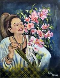 Fasiha Farooq, Whispers of the Blooming Soul, 18 24 inch, Acrylic on Canvas, Figurative Painting, AC-FFQ-002